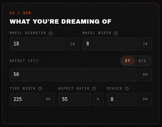 New setup inputs